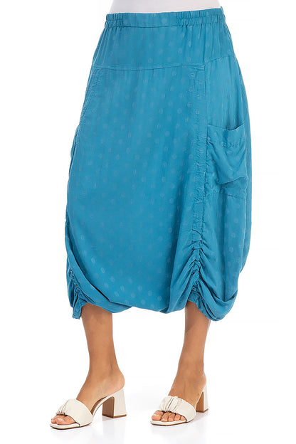 Loose Dotty Ocean Blue Silk Cotton Trousers
