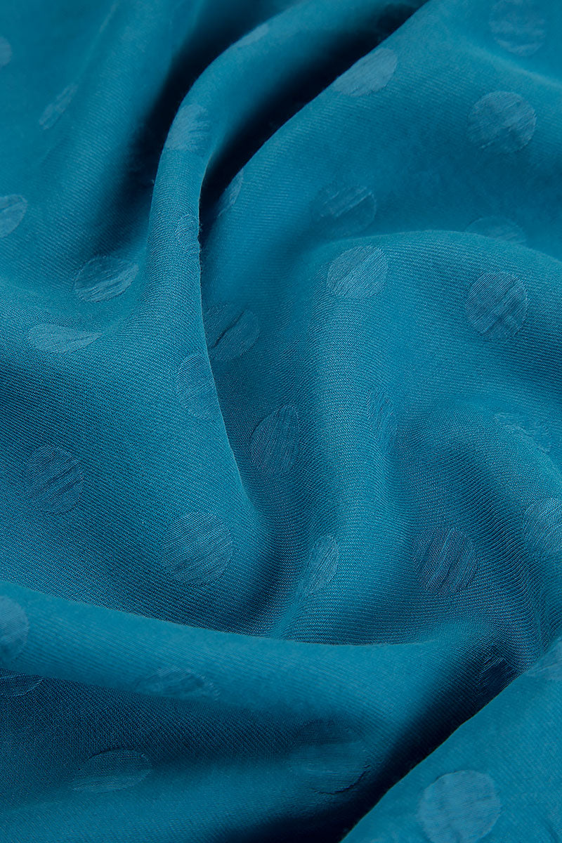 Loose Dotty Ocean Blue Silk Cotton Trousers