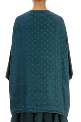 Loose Dotty Teal Silk Linen Jacket 2