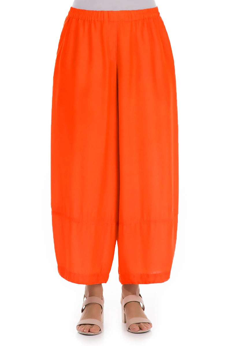 Weite Seiden-Bambus-Hose in Flame Orange