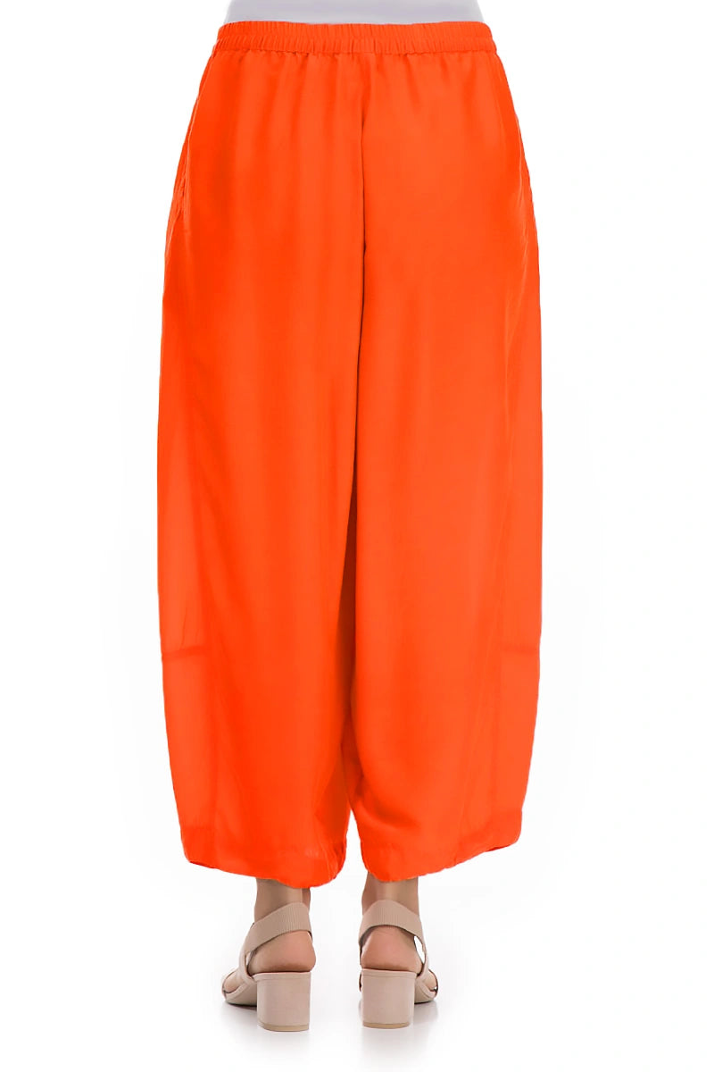 Weite Seiden-Bambus-Hose in Flame Orange