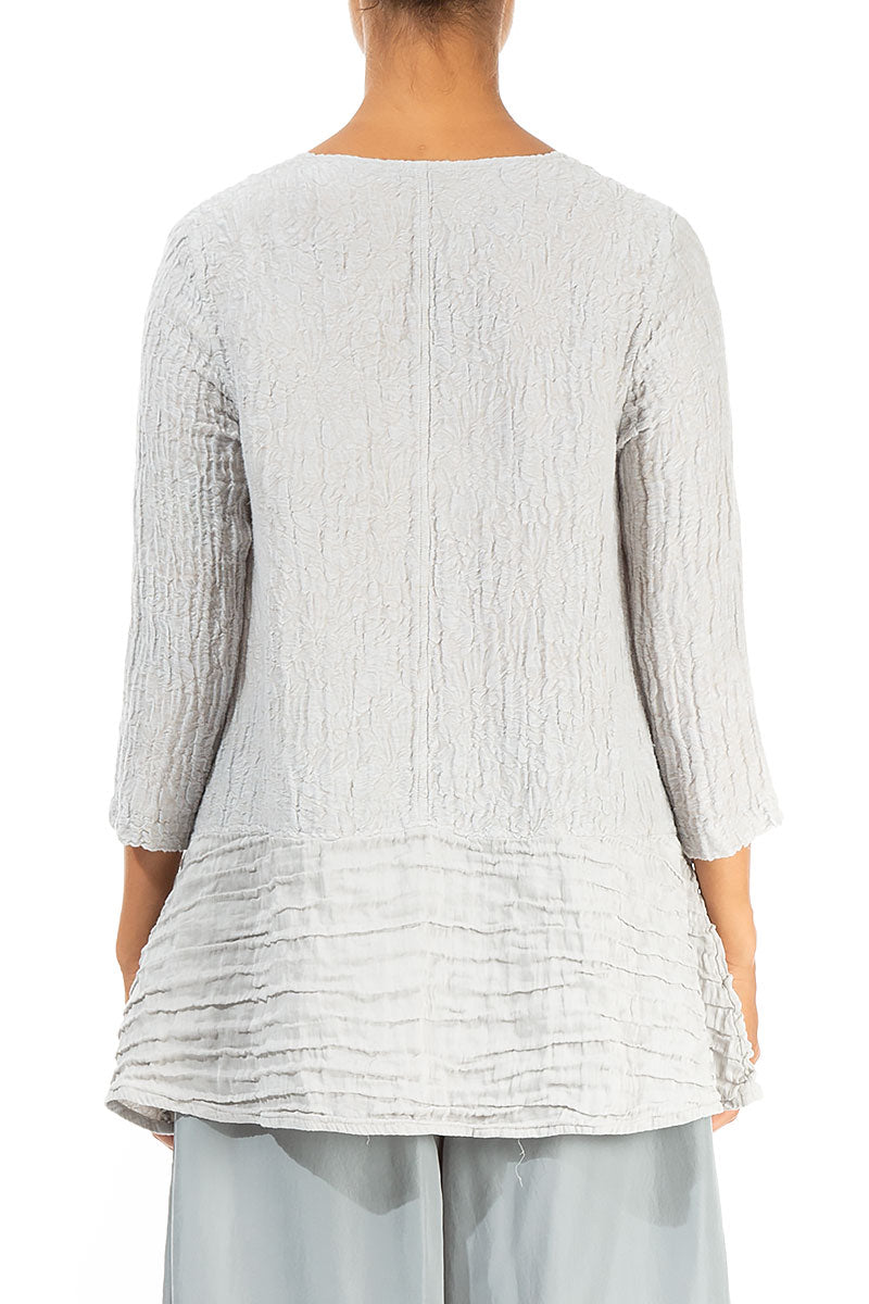 Loose Floral Cream Grey Silk Linen Tunic 2