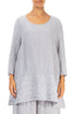 Loose Floral Lilac Grey Silk Linen Tunic 1