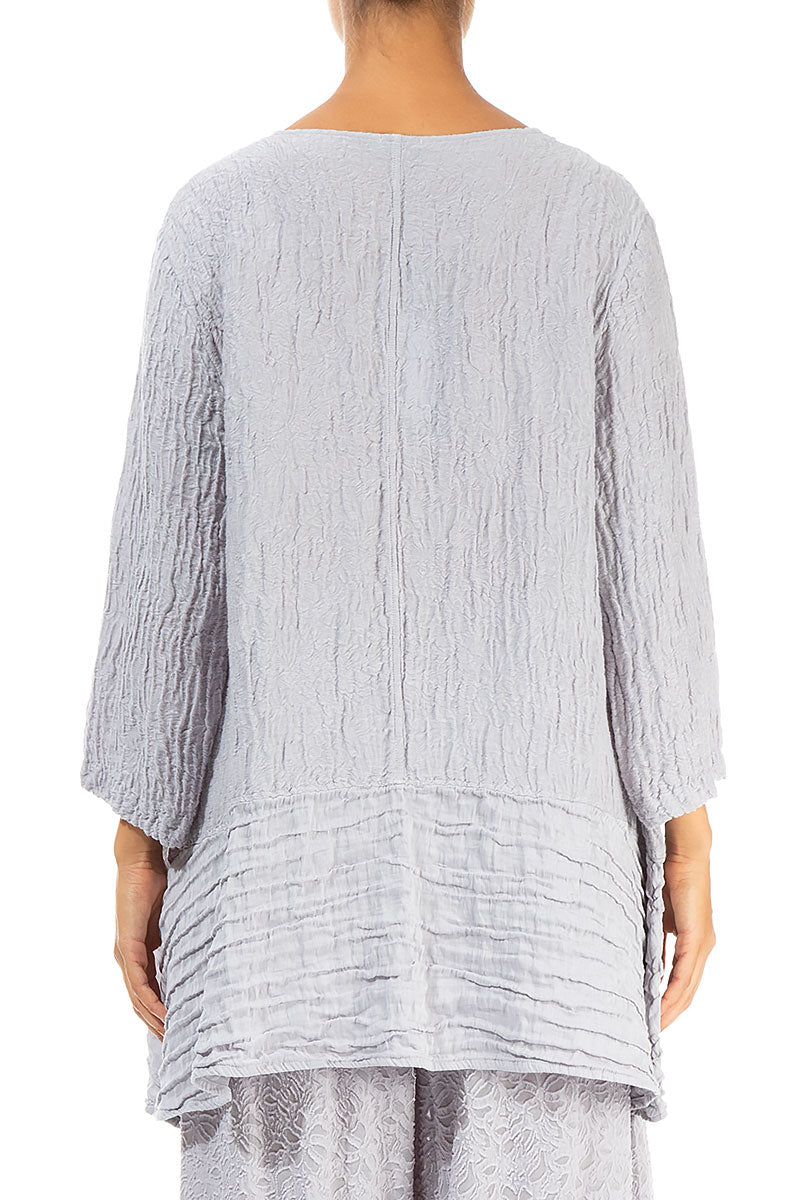 Loose Floral Lilac Grey Silk Linen Tunic 2