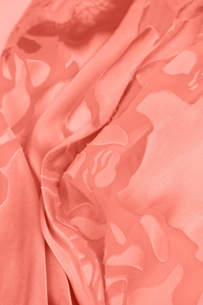 Loose Floral Living Coral Silk Shirt 5