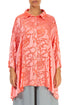 Loose Floral Living Coral Silk Shirt 1