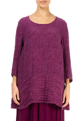 Loose Floral Magenta Silk Linen Tunic 1