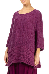 Loose Floral Magenta Silk Linen Tunic 3