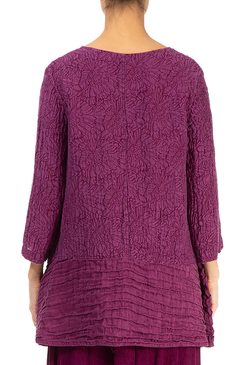 Loose Floral Magenta Silk Linen Tunic 2