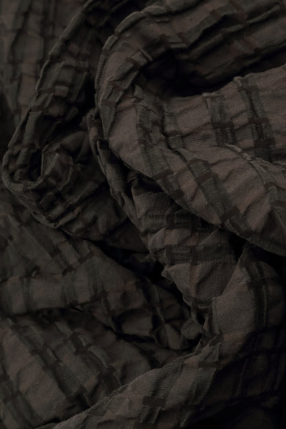 Veste ample en lin et coton à carreaux marron forêt