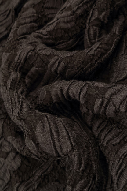 Pantalon ample en lin et soie marron forêt