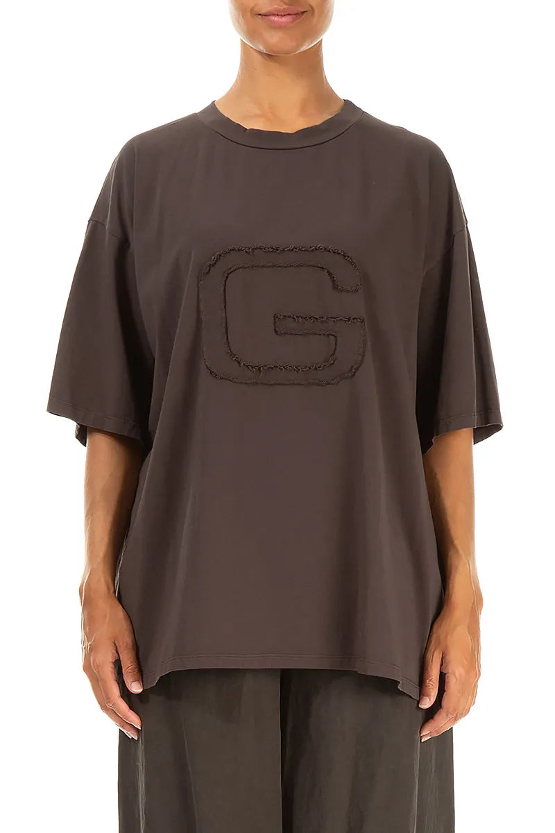 Loose Forest Brown Cotton Blouse