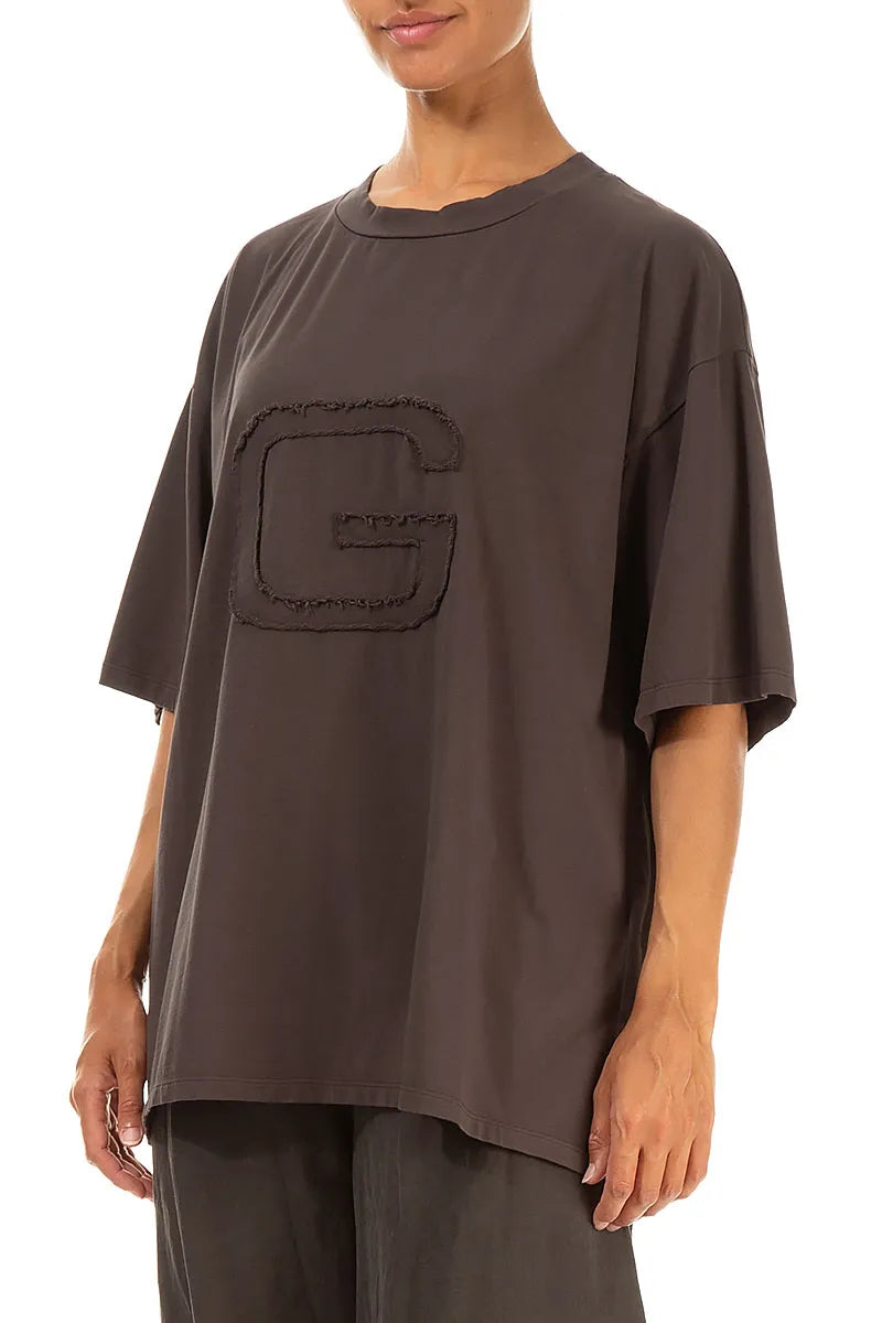 Loose Forest Brown Cotton Blouse