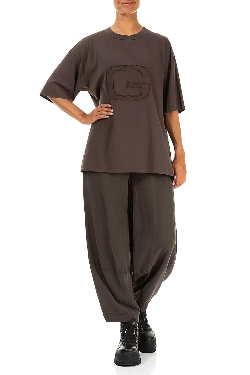 Loose Forest Brown Cotton Blouse