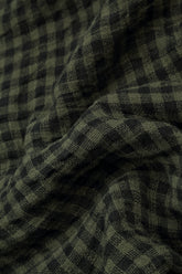 Loose Forest Mist Check Linen Blouse 5
