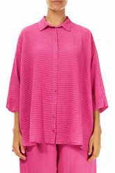 Loose Fuchsia Textured Silk Shirt 1
