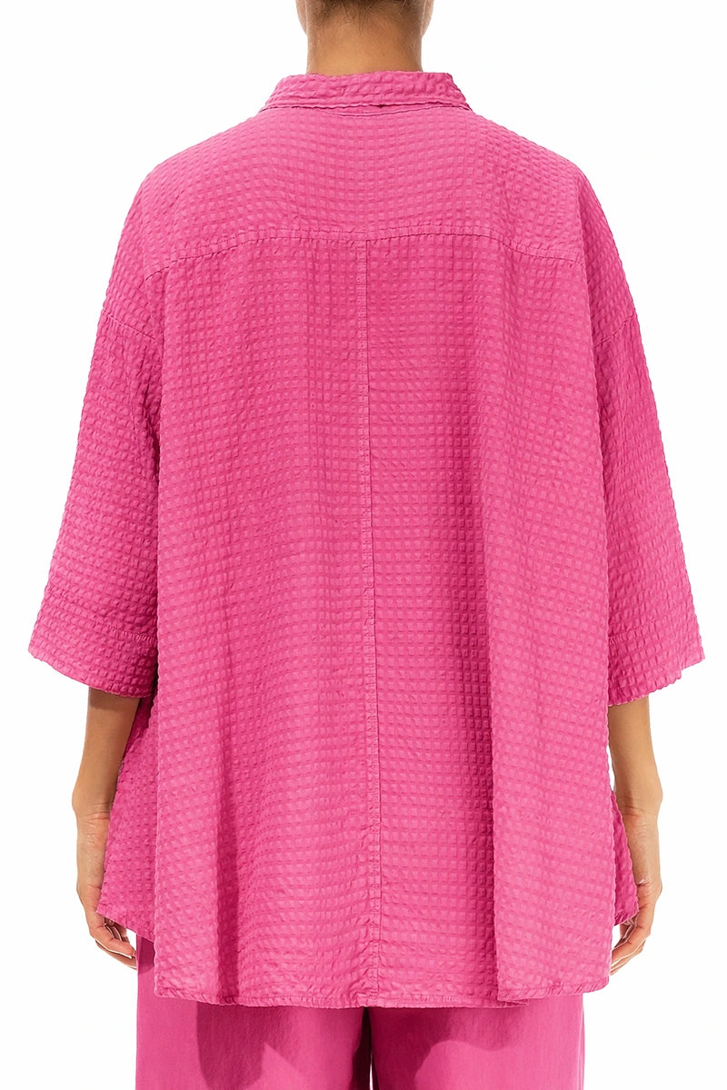 Loose Fuchsia Textured Silk Shirt 2
