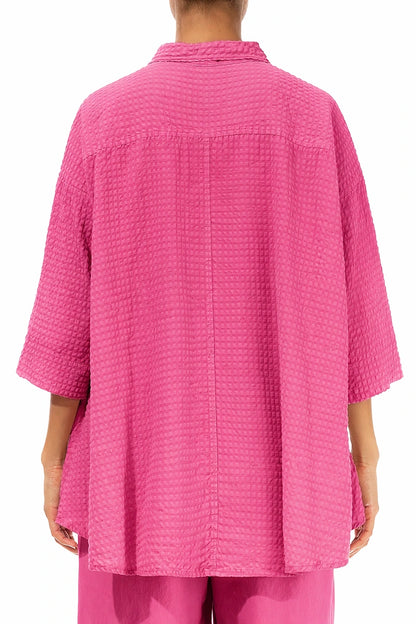 Loose Fuchsia Textured Silk Shirt 2