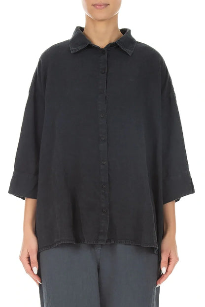 Loose Graphite Linen Shirt