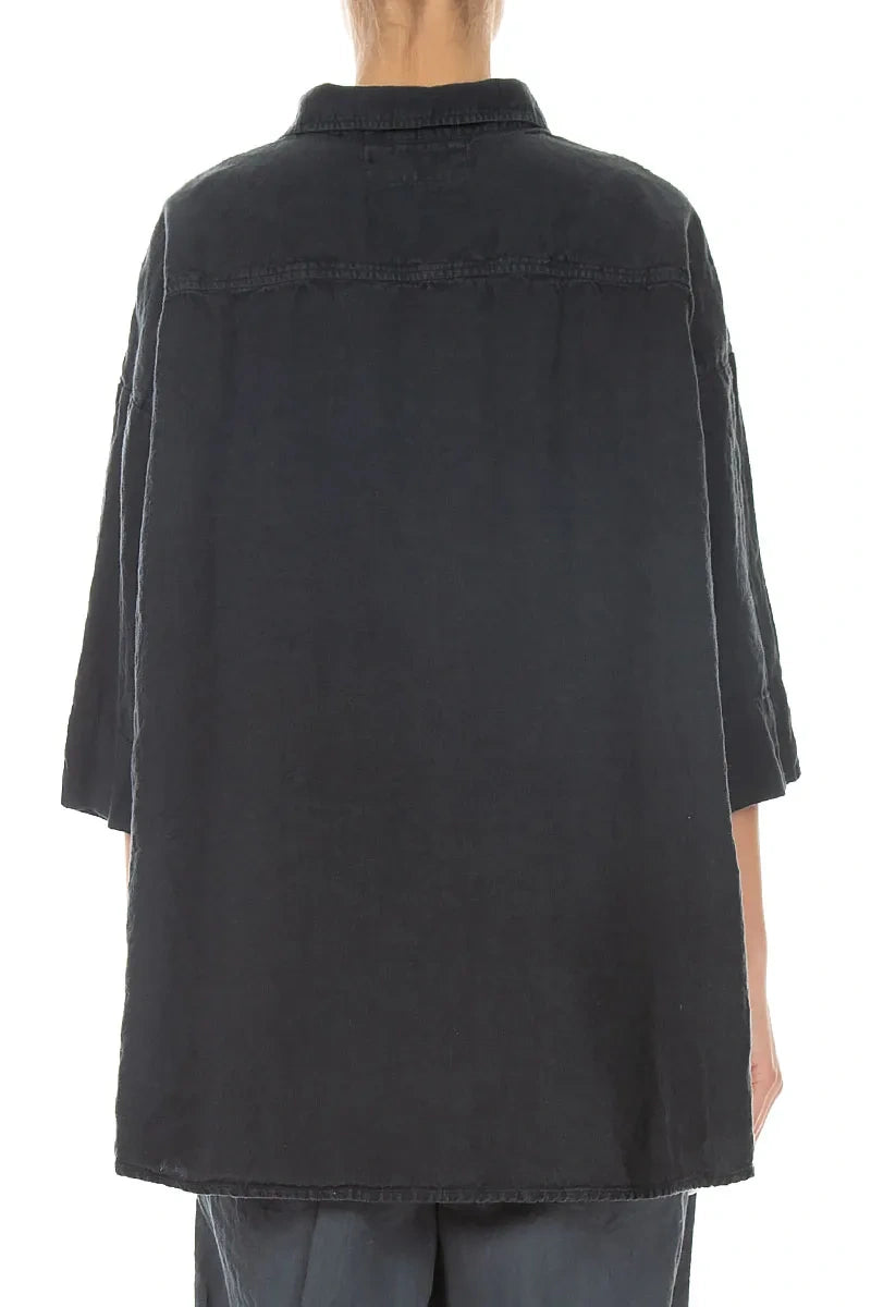 Loose Graphite Linen Shirt