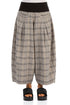 Loose Greige Check Linen Trousers 1