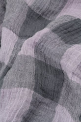 Loose Large Check Lilac Gauze Linen Tunic 5