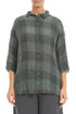 Loose Large Check Sage Gauze Linen Shirt 1