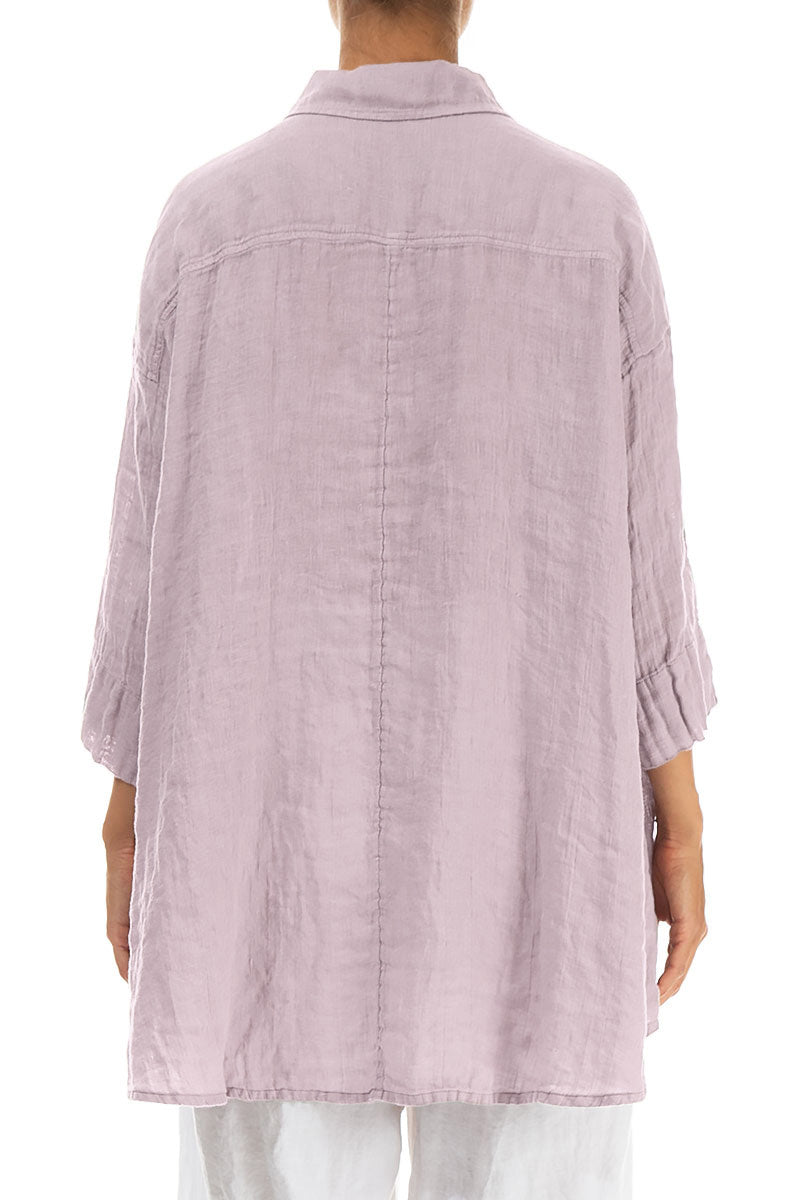 Loose Lilac Gauze Linen Shirt 2