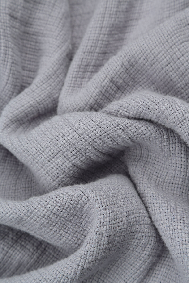 Loose Lilac Grey Textured Linen Shirt 5