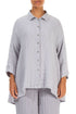 Loose Lilac Grey Textured Linen Shirt 1