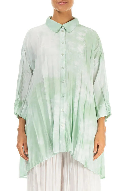 Loose Liquid Sea Mist Crumpled Pure Silk Shirt