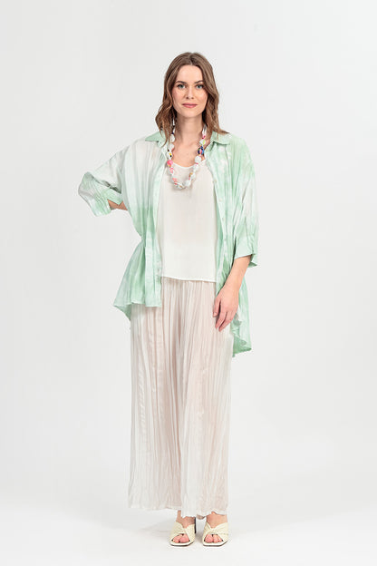 Loose Liquid Sea Mist Crumpled Pure Silk Shirt