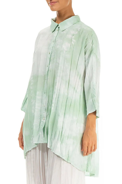 Loose Liquid Sea Mist Crumpled Pure Silk Shirt