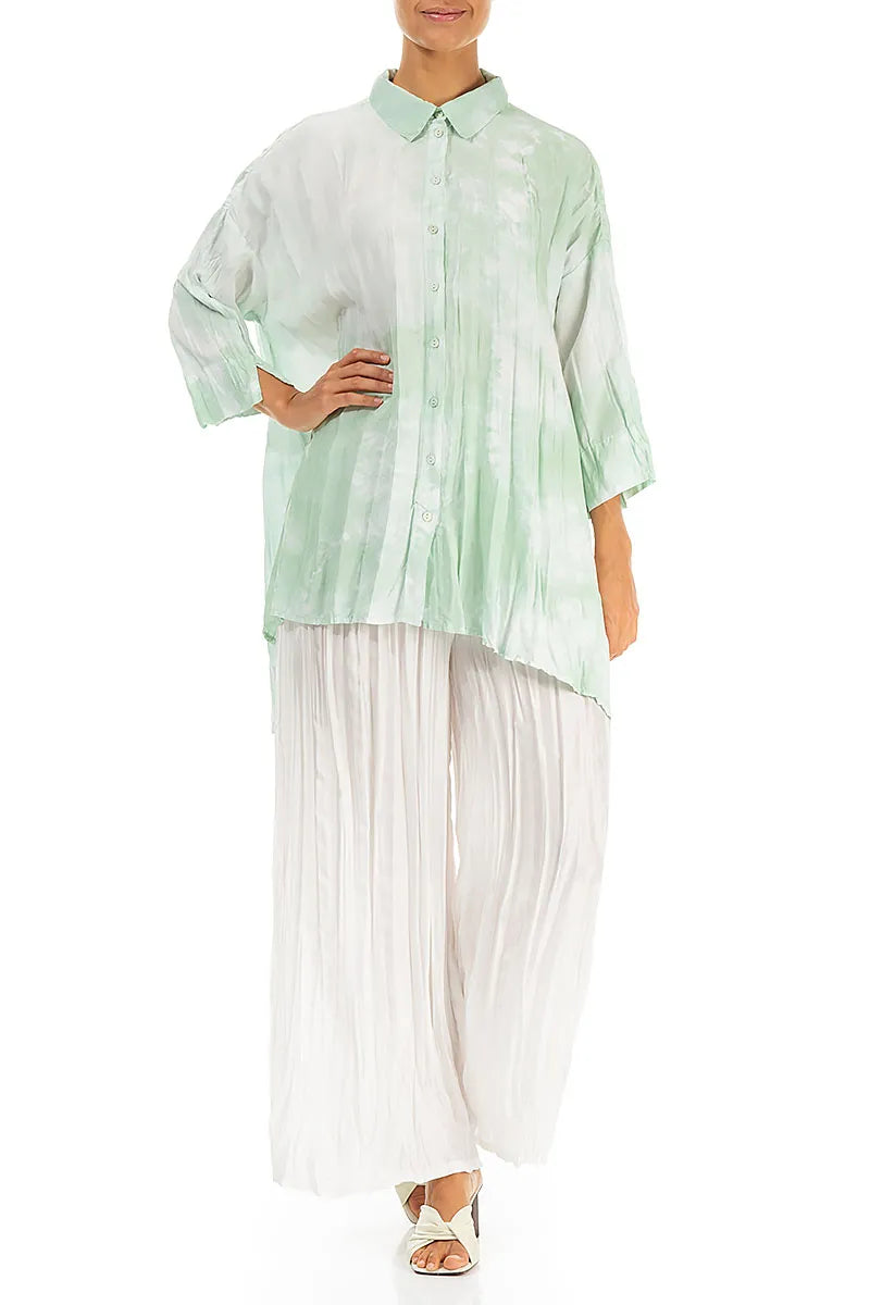 Loose Liquid Sea Mist Crumpled Pure Silk Shirt