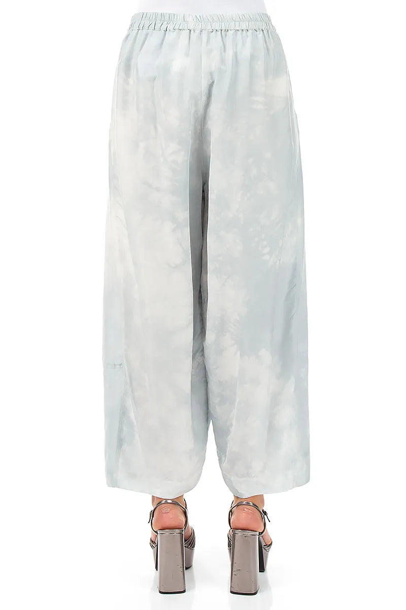 Loose Liquid Silver Pure Silk Trousers