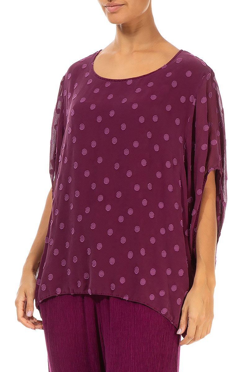 Loose Magenta Dotty Silk Blouse 3