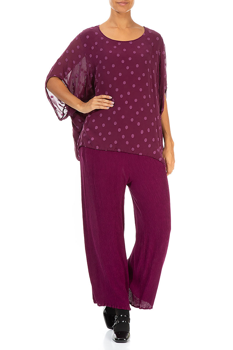Loose Magenta Dotty Silk Blouse 4