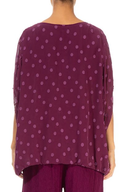 Loose Magenta Dotty Silk Blouse 2