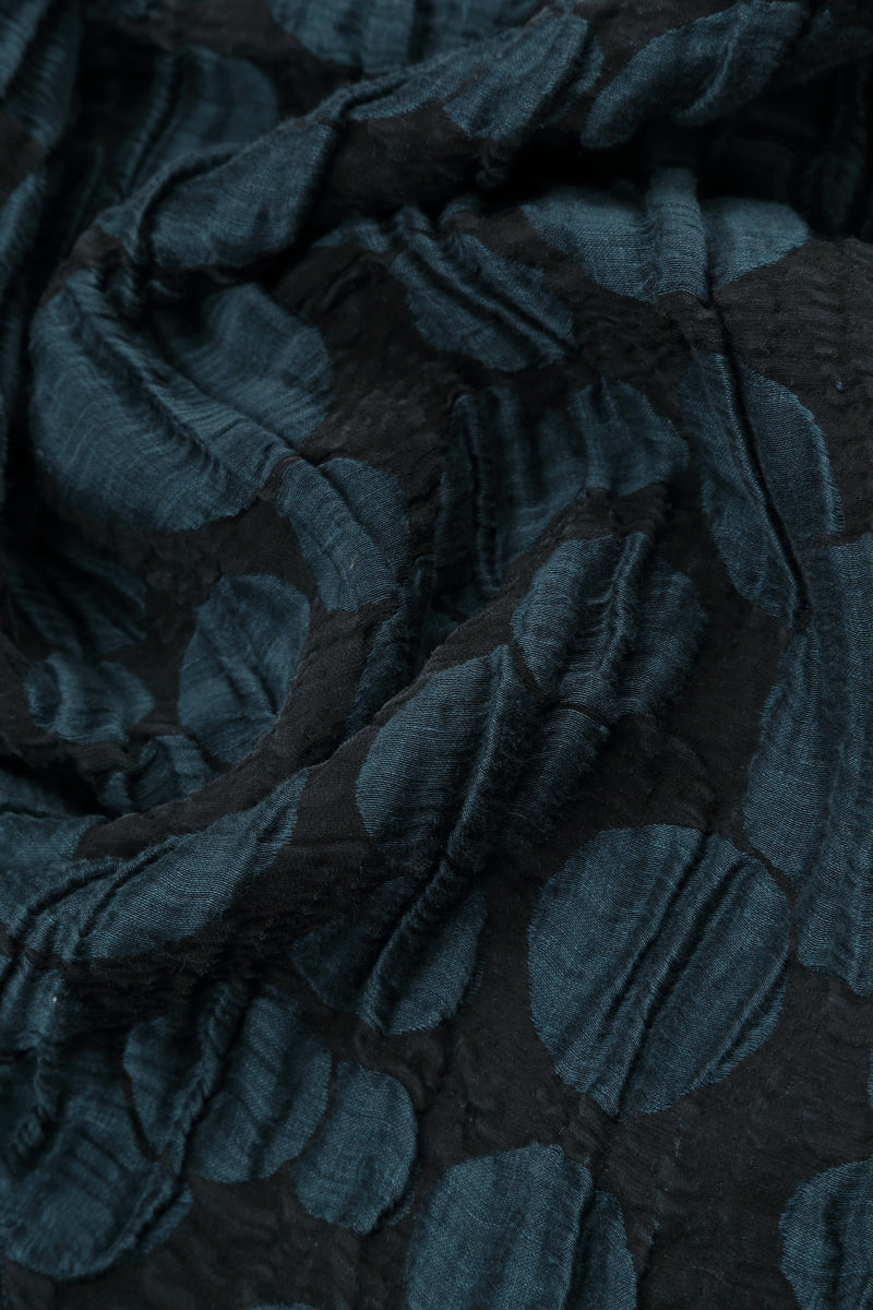 Loose Midnight Blue Circle Silk Linen Jacket 5