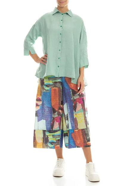Loose Mint Linen Shirt 4