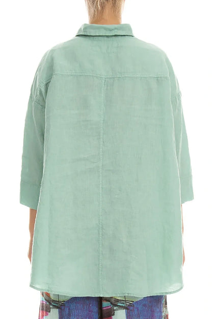 Loose Mint Linen Shirt 2