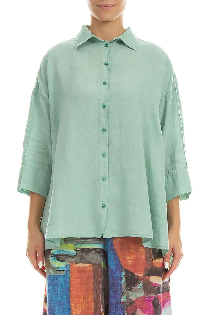Loose Mint Linen Shirt 1