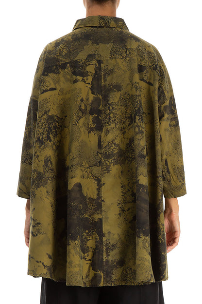 Loose Olive Alabaster Silk Cotton Shirt 2