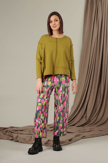 Loose Paint Mosaic French Terry Cotton Trousers 6