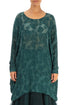 Loose Patterned Teal Silk Tunic 1