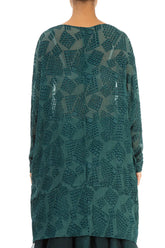 Loose Patterned Teal Silk Tunic 2