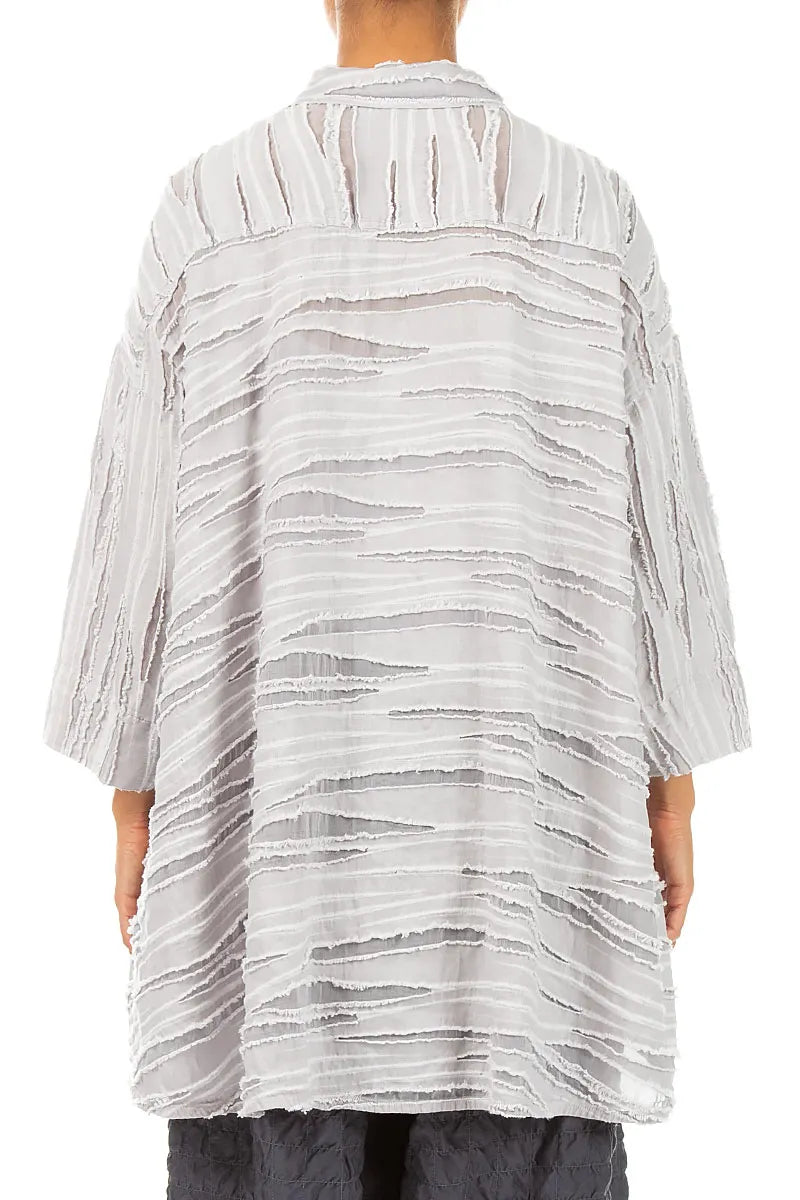 Loose Pearl Grey Fray Weave Shirt 2