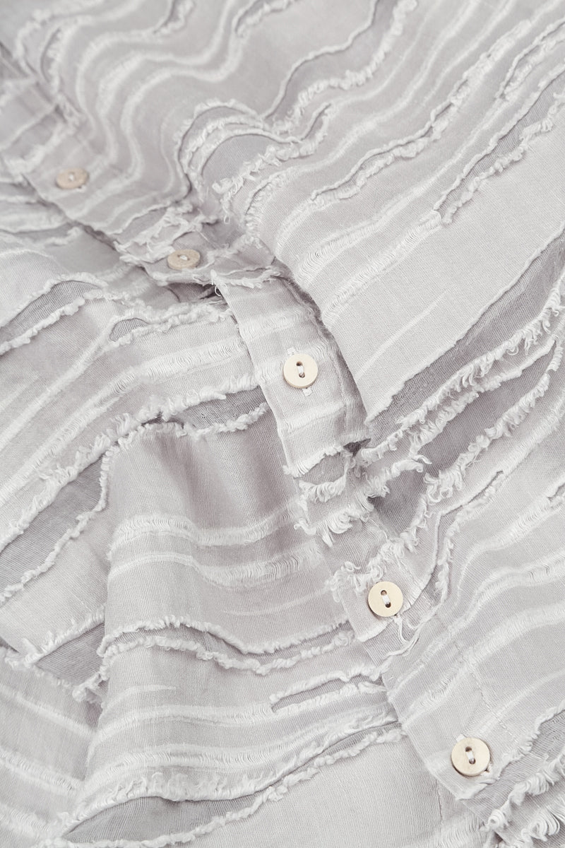 Loose Pearl Grey Fray Weave Shirt