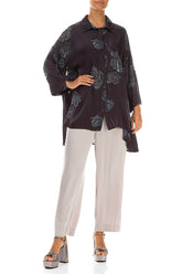 Loose Roses Steel Silk Shirt 4