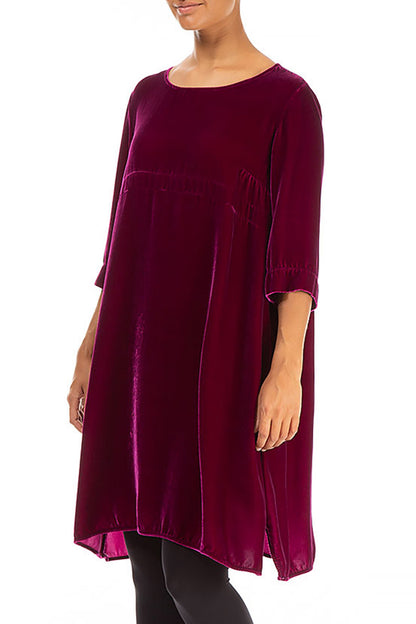 Loose Royal Fuchsia Silk Velvet Tunic